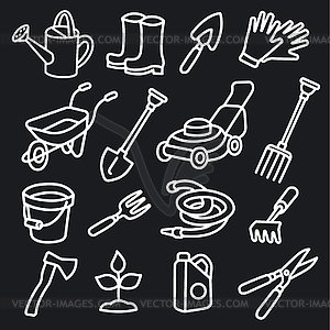 Garden tools icons - vector clipart