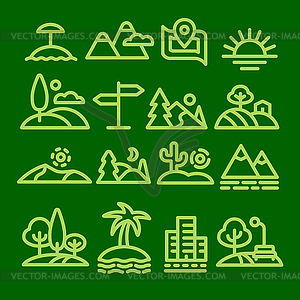 Landscapes icons set - vector clip art