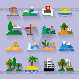 Nature flat icons set - vector clipart