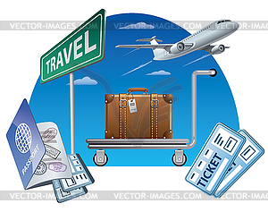 Travel and passport with tickets - vector image