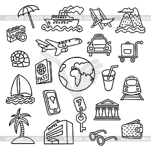 Travel and journey icons - vector clipart