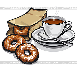 Coffee and donuts - vector image