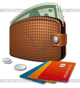 Wallet and credit cards - vector clipart