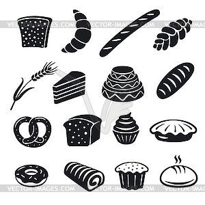 Bakery and bread icons - vector image