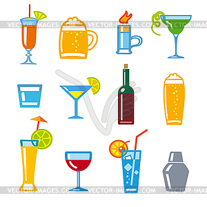 Alcohol drinks icons - vector clipart