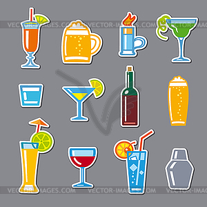 Alcohol drinks stickers - vector clip art