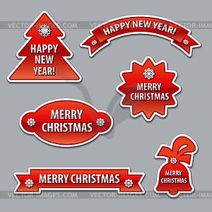 Christmas stickers - vector clip art