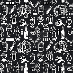 Beer seamless pattern - vector clipart