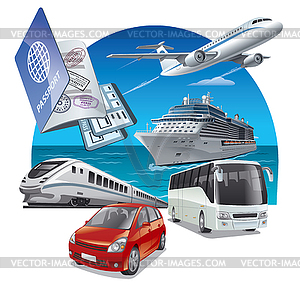 Путешествия и путешествия транспорт - векторное изображение