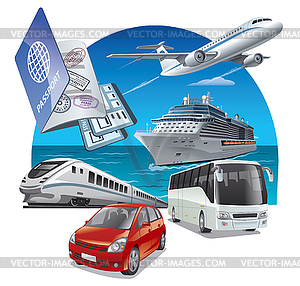 Travel and journey transport - vector image