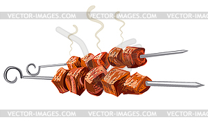 Meat kebab grilled - vector image