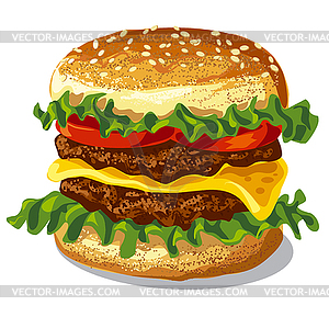 Hamburger with cheese - vector image