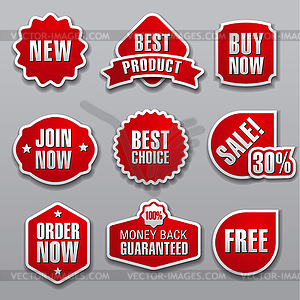 Set of red advertising and promotion banners - vector clipart
