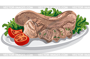 Cooked veal tongue - vector image