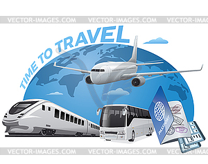 Travel and transport - color vector clipart