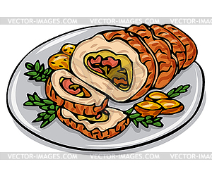 Pork roulade - vector image