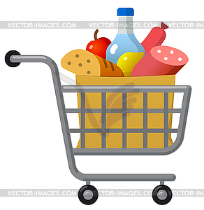 Food shopping trolley cart - vector image