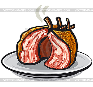 Grilled lamb ribs - royalty-free vector clipart