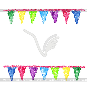 Bunting background. Engraving pennants - vector image