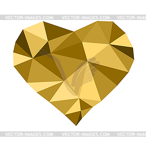 Low poly golden heart - vector clipart