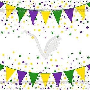 Mardi Gras bunting background with confetti stars - vector clip art