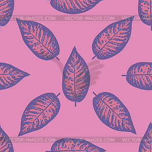 Dieffenbachia ультрафиолетовые тропические листья бесшовные - изображение векторного клипарта