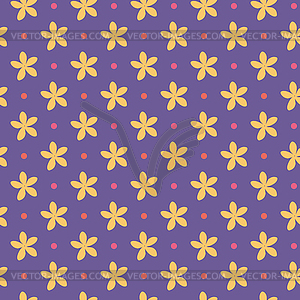 Ultra violet seamless pattern with flowers and dots - color vector clipart