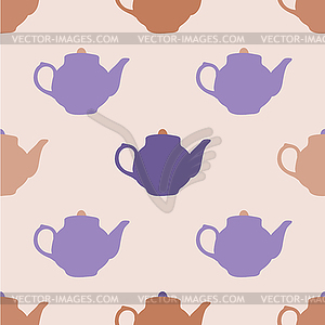Seamless pattern with tea pots.  - vector clip art