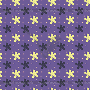 Ultra violet seamless pattern with flowers and dots - vector clip art