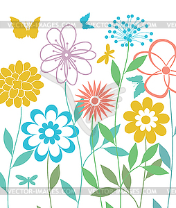 Background with spring flowers - vector clip art