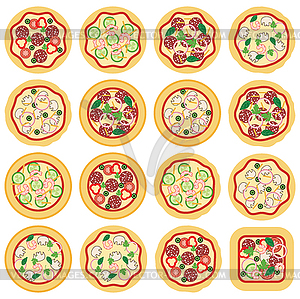 Collection of italian pizza icons - vector clipart