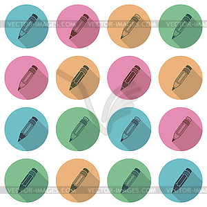 Collection of flat school pencil icons - royalty-free vector image