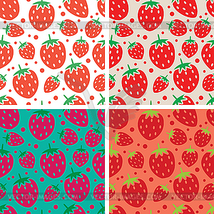 Collection of seamless repeating strawberry patterns - vector image