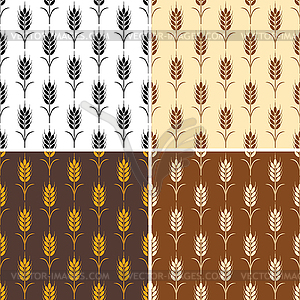 Collection of seamless repeating wheat patterns - vector image