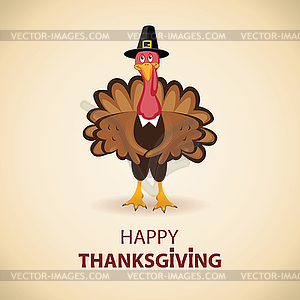 Turkey card for thanksgiving day - color vector clipart