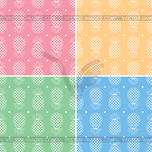 Collection of seamless repeating pineapple patterns - vector clipart