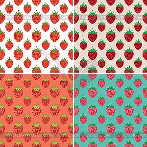 Collection of seamless repeating strawberry patterns - vector clip art