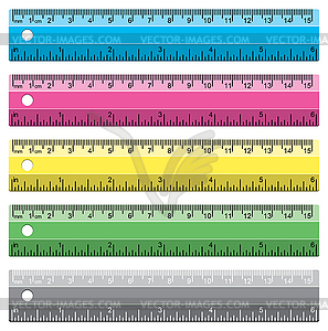 Set of plastic school rulers in millimeters, - vector clipart