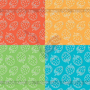 Collection of seamless repeating strawberry patterns - royalty-free vector image