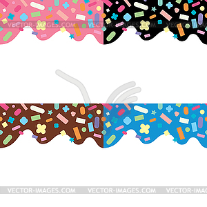 Collection of seamless patterns of donut cream - vector clip art