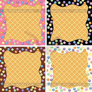 Background collection of wafer and cream with - vector image