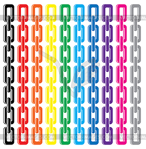 Set of colorful metal chains - vector image