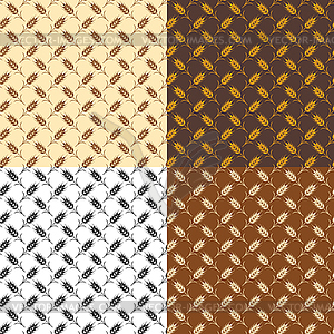 Collection of seamless repeating wheat patterns - color vector clipart