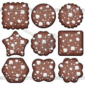 Set of chocolate chip cookies - vector clipart