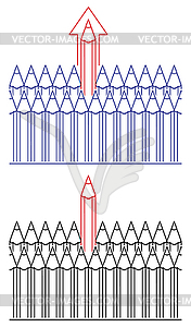 Symbol of pencils, leadership concept - vector clip art