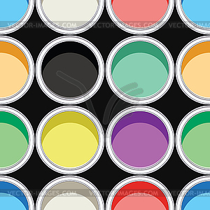 Seamless background pattern of colorful paint cans - color vector clipart