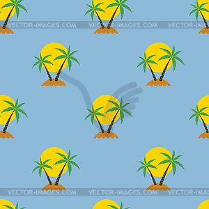 Seamless palm tree travel background - vector image