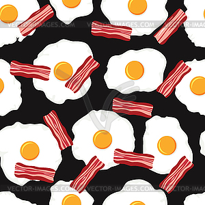 Seamless breakfast pattern with fried eggs and baco - vector image