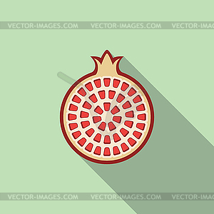 Flat icon of pomegranate fruit cut - vector clip art