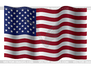 Развевающийся флаг Соединенных Штатов Америки - цветной векторный клипарт